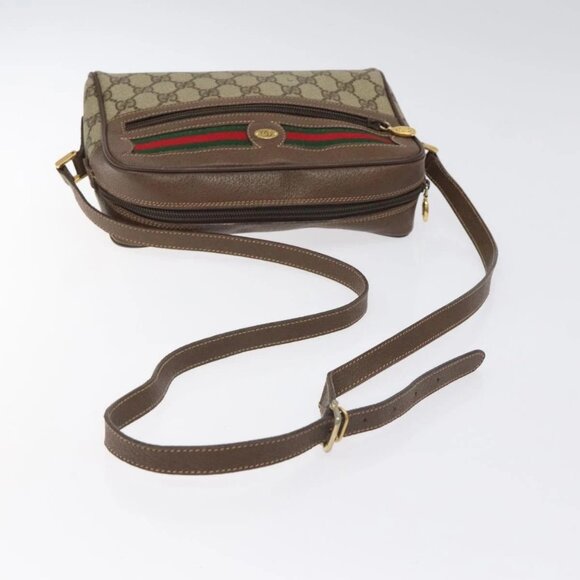 GUCCI GG Supreme Web Sherry Line Shoulder Bag PVC Beige Gold - Picture 7 of 16